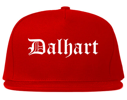 Dalhart Texas TX Old English Mens Snapback Hat Red