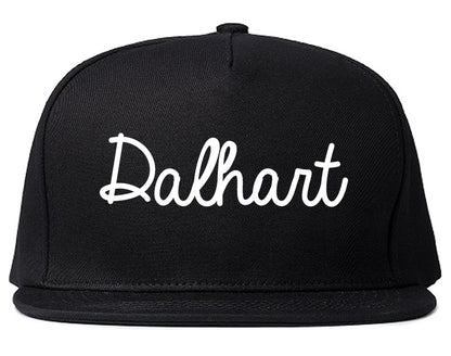Dalhart Texas TX Script Mens Snapback Hat Black