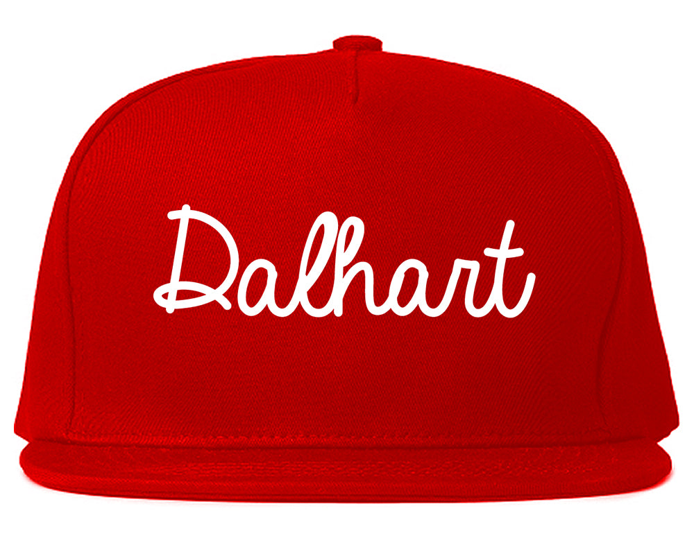 Dalhart Texas TX Script Mens Snapback Hat Red