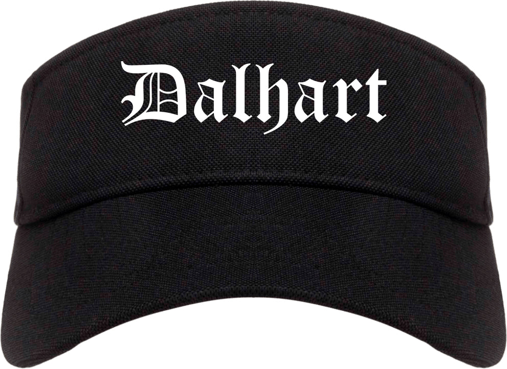Dalhart Texas TX Old English Mens Visor Cap Hat Black