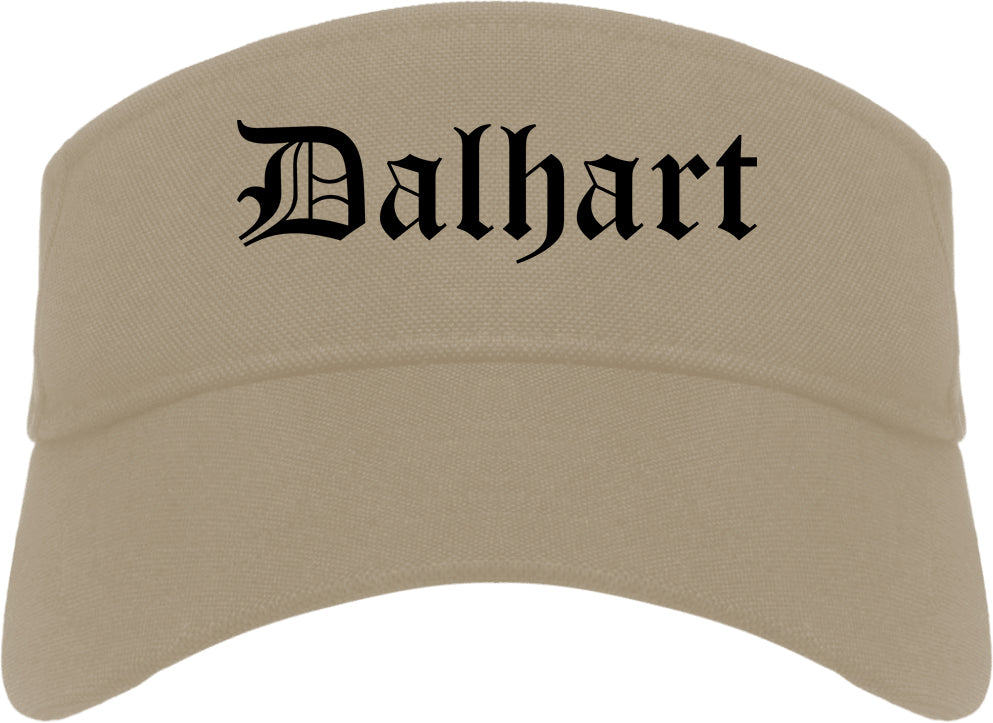 Dalhart Texas TX Old English Mens Visor Cap Hat Khaki