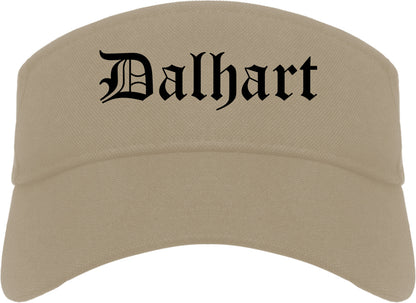 Dalhart Texas TX Old English Mens Visor Cap Hat Khaki
