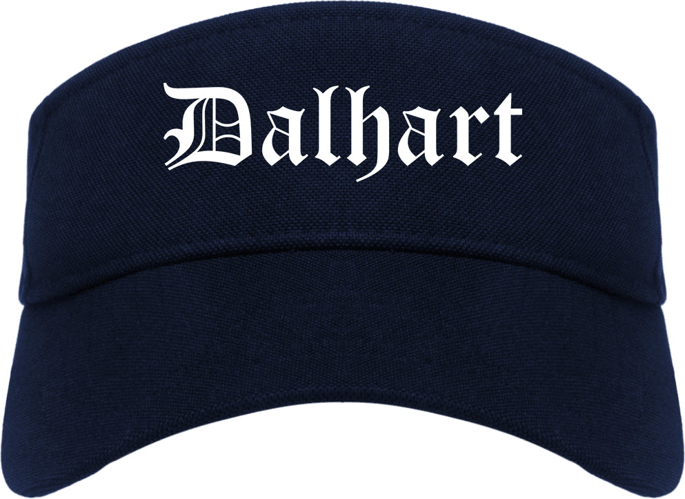 Dalhart Texas TX Old English Mens Visor Cap Hat Navy Blue