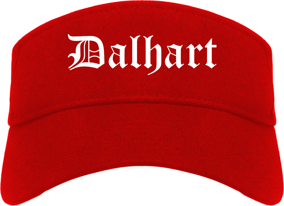 Dalhart Texas TX Old English Mens Visor Cap Hat Red