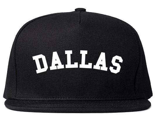 Dallas Arched Mens Snapback Hat Black