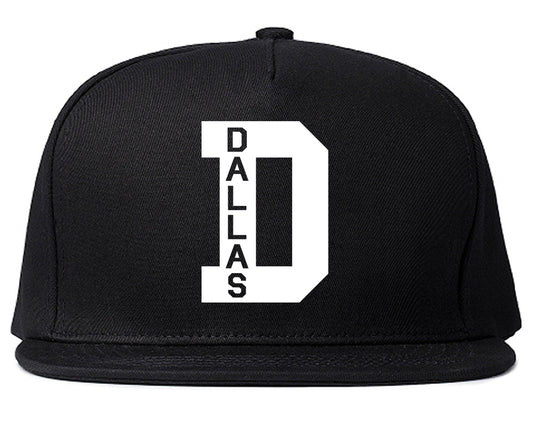 Dallas D Letter Mens Snapback Hat Black