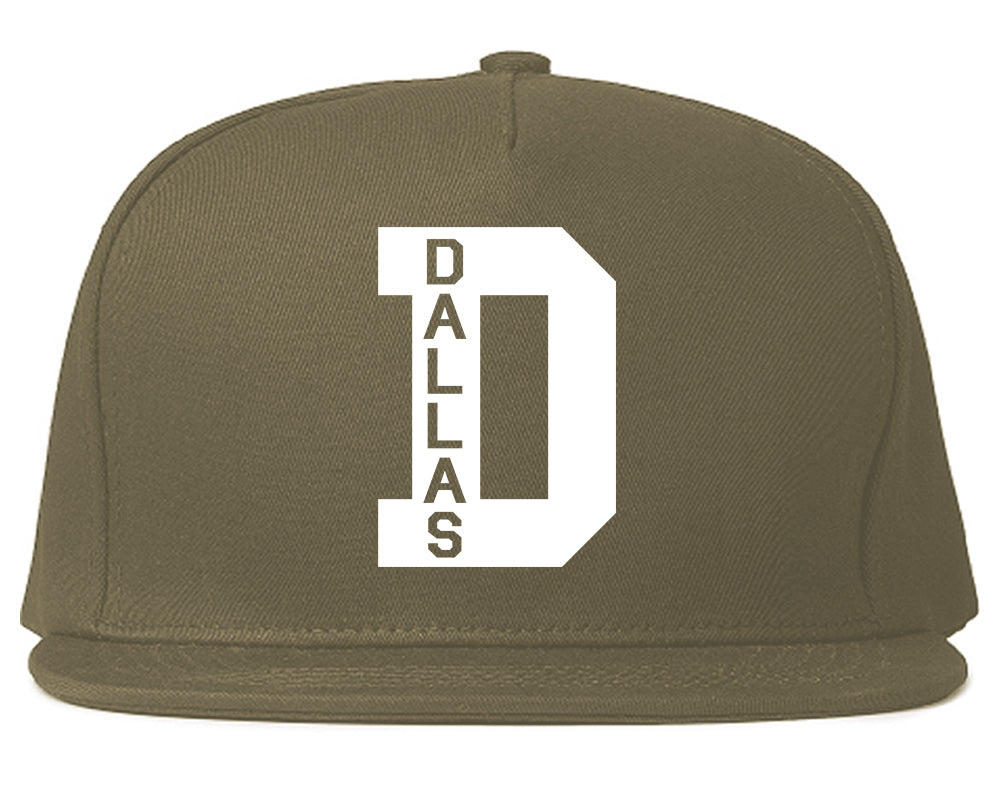 Dallas D Letter Mens Snapback Hat Grey
