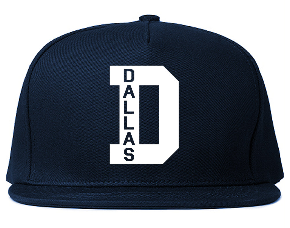 Dallas D Letter Mens Snapback Hat Navy Blue