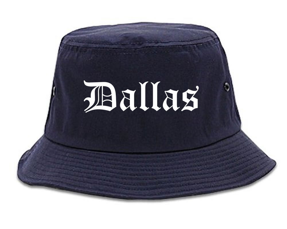 Dallas Georgia GA Old English Mens Bucket Hat Navy Blue