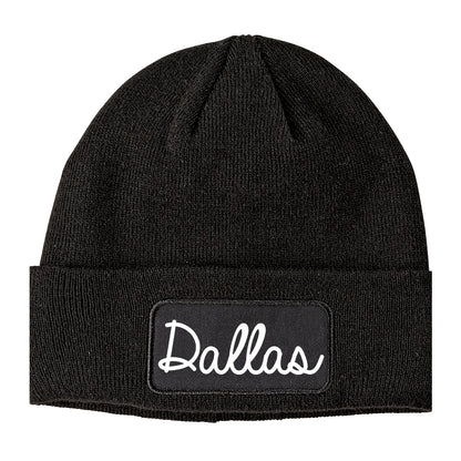 Dallas Georgia GA Script Mens Knit Beanie Hat Cap Black