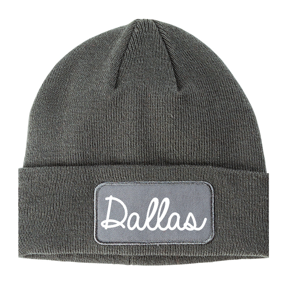 Dallas Georgia GA Script Mens Knit Beanie Hat Cap Grey