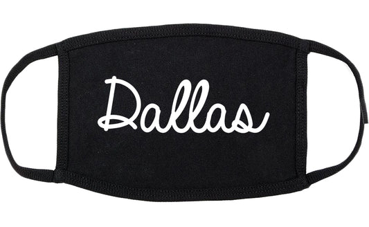 Dallas Oregon OR Script Cotton Face Mask Black