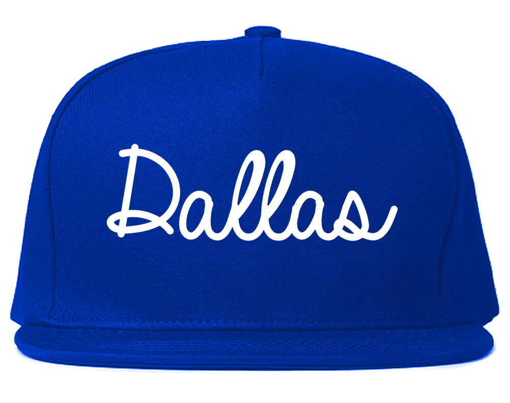 Dallas Oregon OR Script Mens Snapback Hat Royal Blue