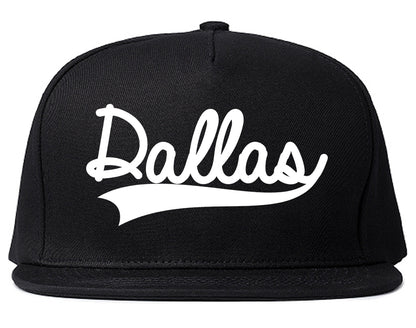 Dallas Texas Old School Varsity Logo Mens Snapback Hat Black