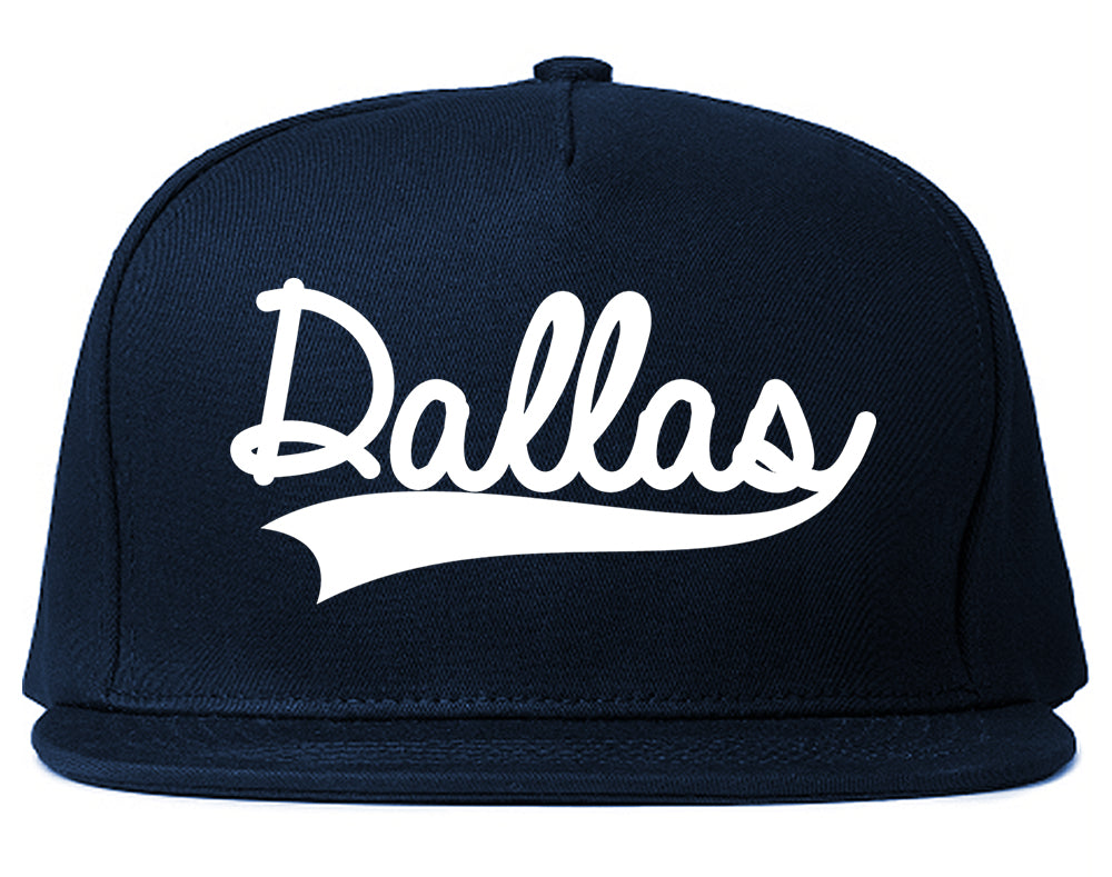 Dallas Texas Old School Varsity Logo Mens Snapback Hat Navy Blue