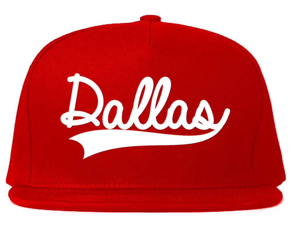 Dallas Texas Old School Varsity Logo Mens Snapback Hat Red