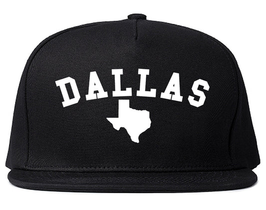 Dallas Texas State Outline Mens Snapback Hat Black