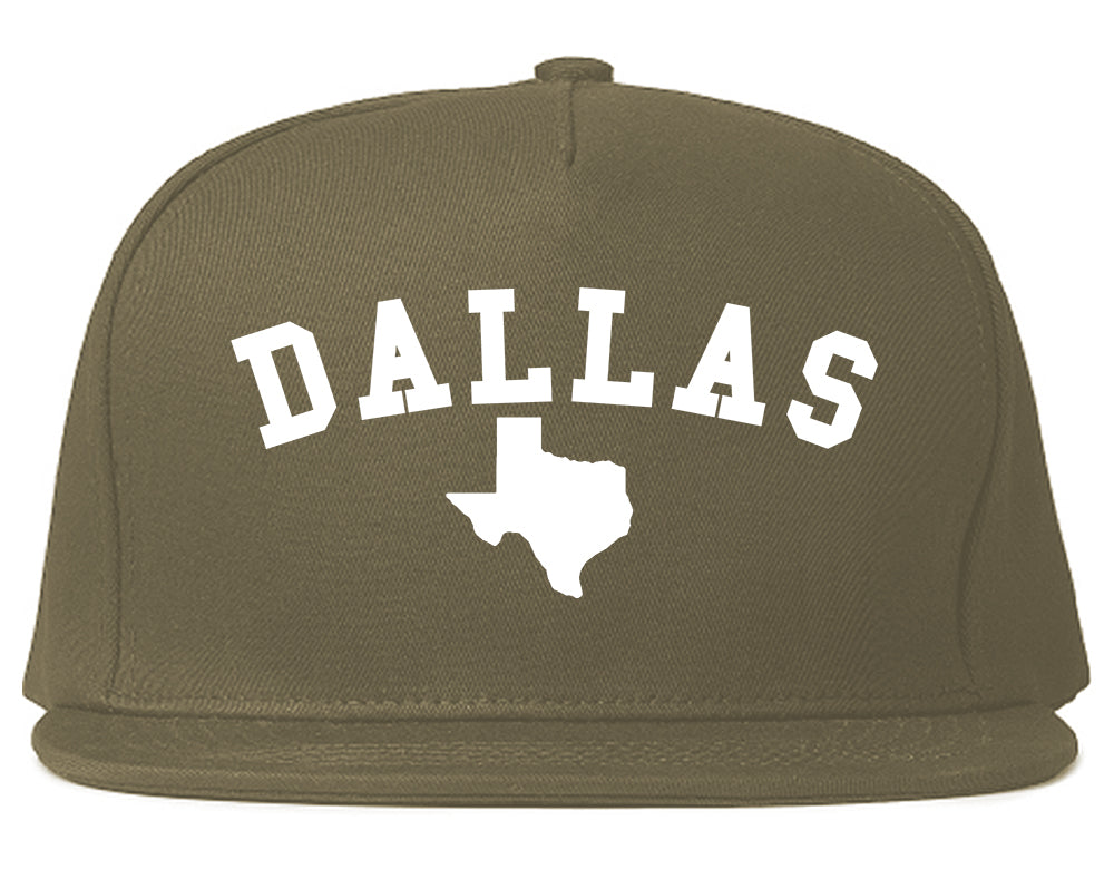 Dallas Texas State Outline Mens Snapback Hat Grey