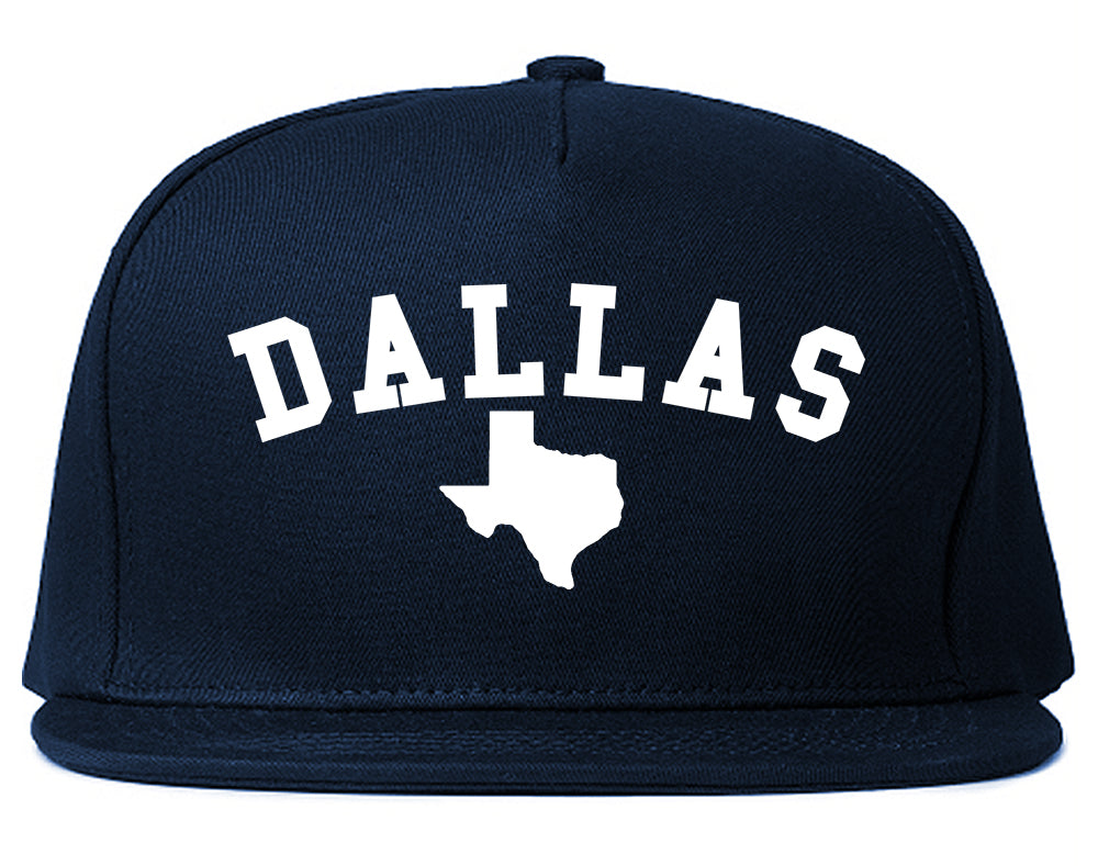 Dallas Texas State Outline Mens Snapback Hat Navy Blue