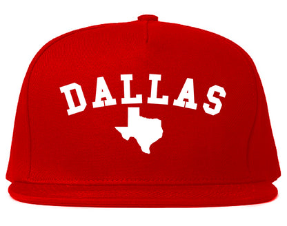 Dallas Texas State Outline Mens Snapback Hat Red