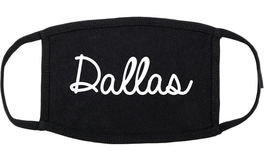 Dallas Texas TX Script Cotton Face Mask Black