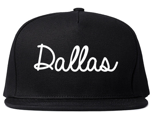 Dallas Texas TX Script Mens Snapback Hat Black