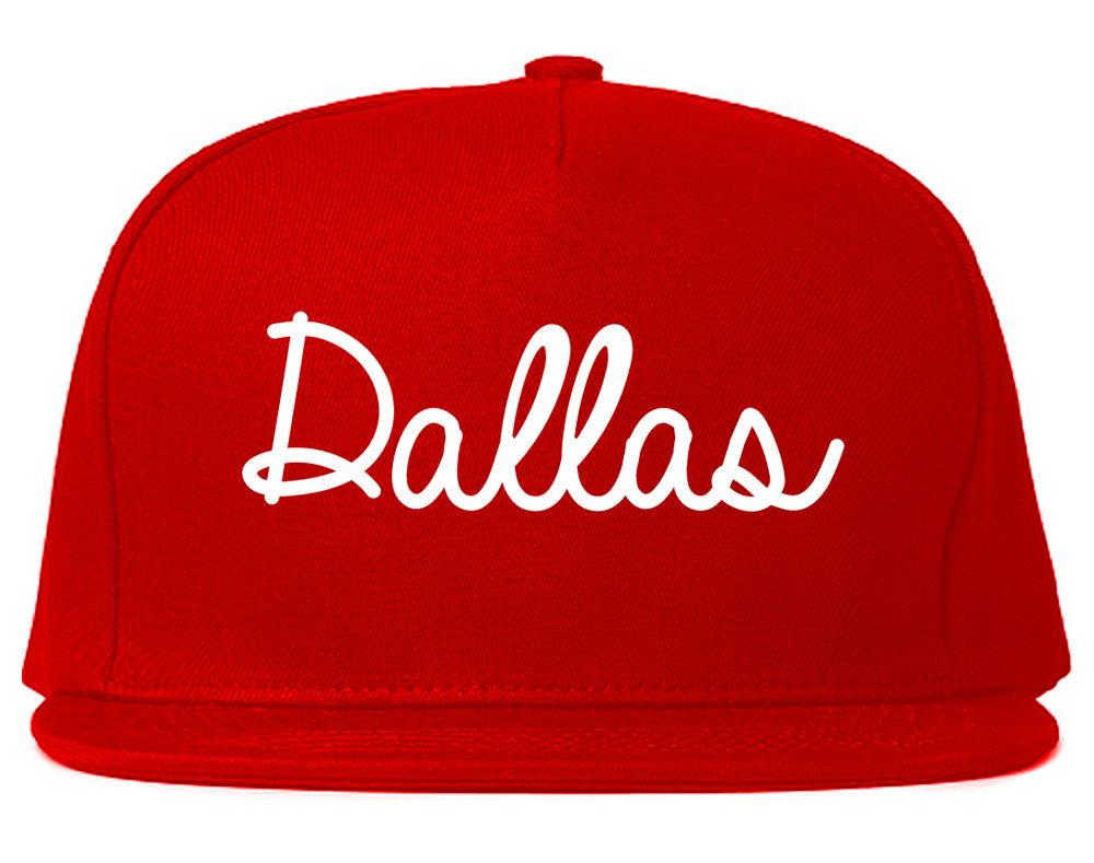 Dallas Texas TX Script Mens Snapback Hat Red