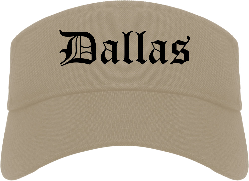 Dallas Texas TX Old English Mens Visor Cap Hat Khaki