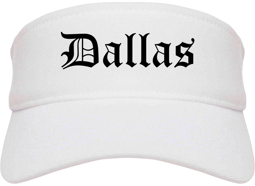 Dallas Texas TX Old English Mens Visor Cap Hat White