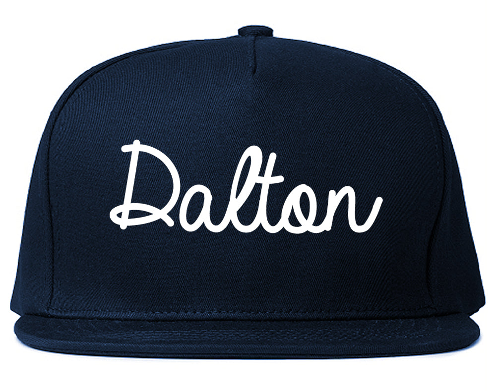 Dalton Georgia GA Script Mens Snapback Hat Navy Blue