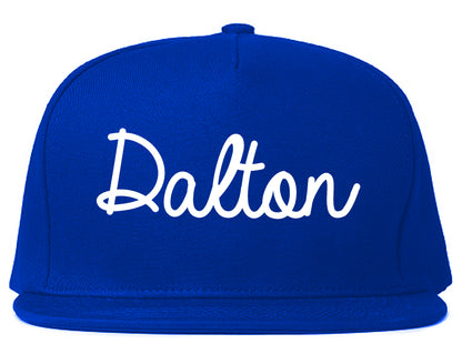 Dalton Georgia GA Script Mens Snapback Hat Royal Blue