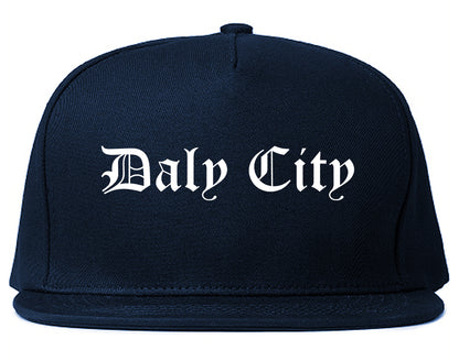 Daly City California CA Old English Mens Snapback Hat Navy Blue