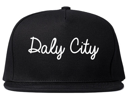 Daly City California CA Script Mens Snapback Hat Black
