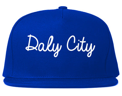 Daly City California CA Script Mens Snapback Hat Royal Blue