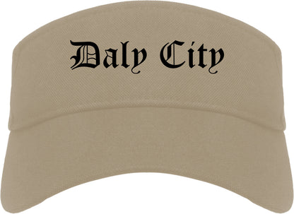 Daly City California CA Old English Mens Visor Cap Hat Khaki