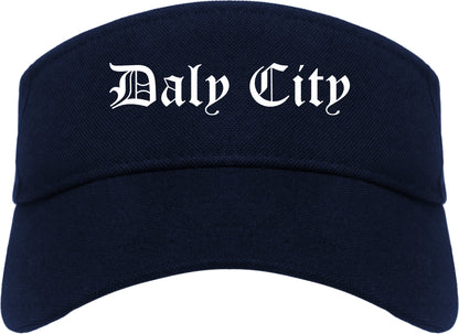 Daly City California CA Old English Mens Visor Cap Hat Navy Blue