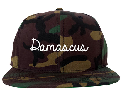 Damascus Oregon OR Script Mens Snapback Hat Army Camo