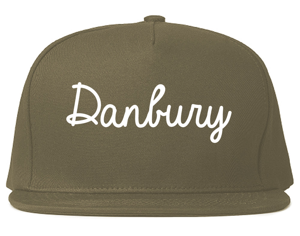 Danbury Connecticut CT Script Mens Snapback Hat Grey