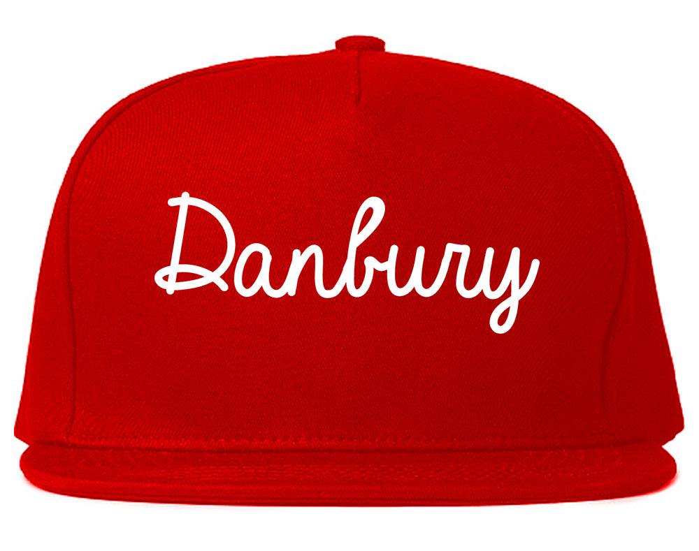 Danbury Connecticut CT Script Mens Snapback Hat Red