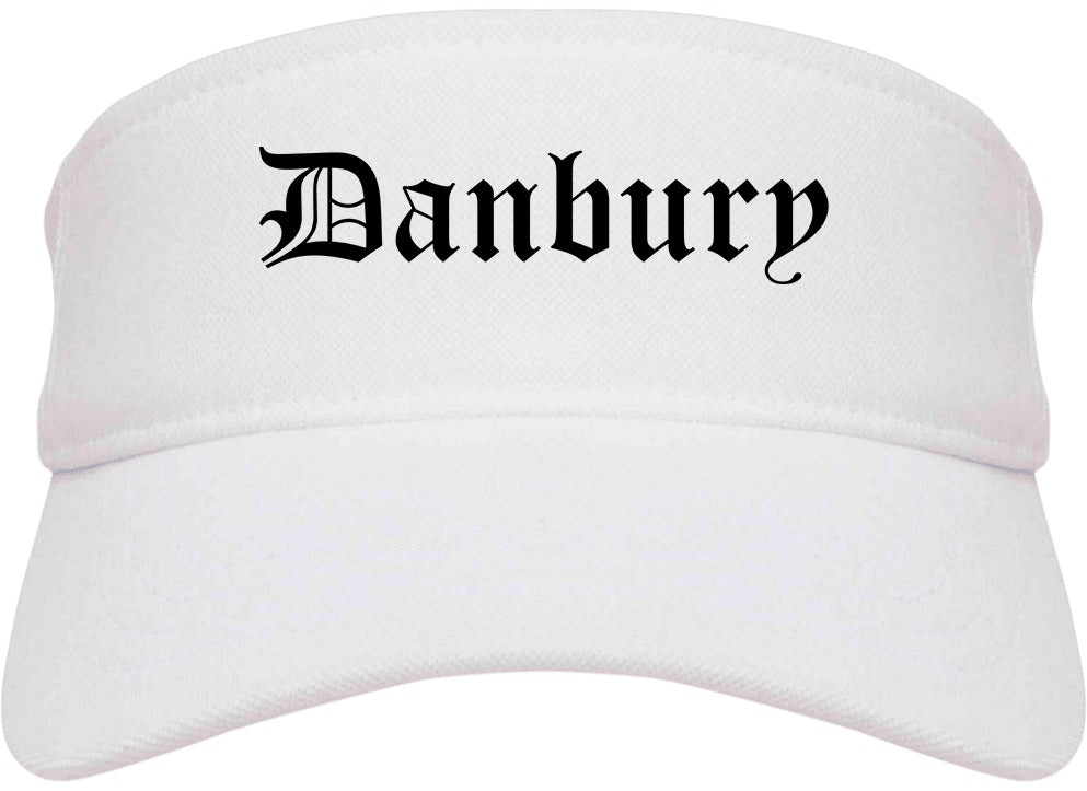 Danbury Connecticut CT Old English Mens Visor Cap Hat White