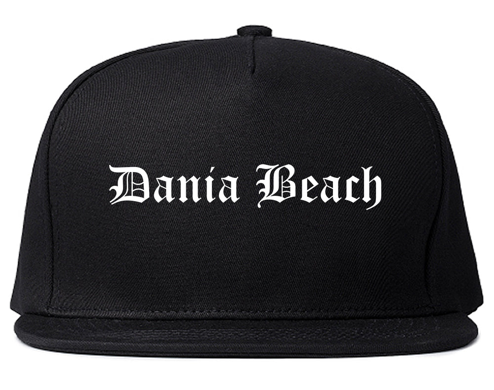 Dania Beach Florida FL Old English Mens Snapback Hat Black