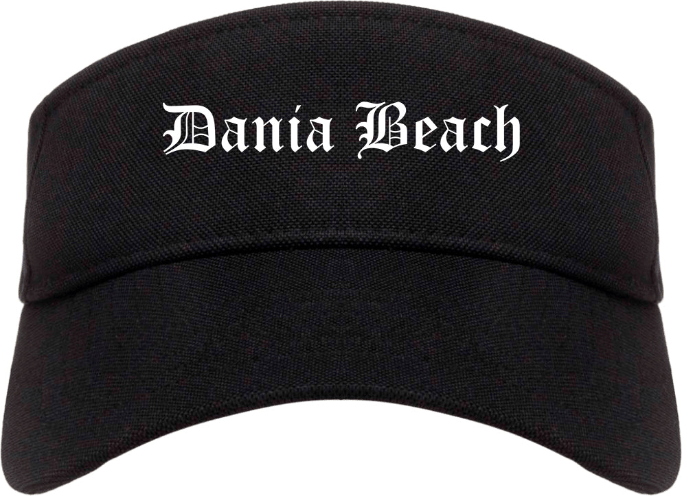 Dania Beach Florida FL Old English Mens Visor Cap Hat Black