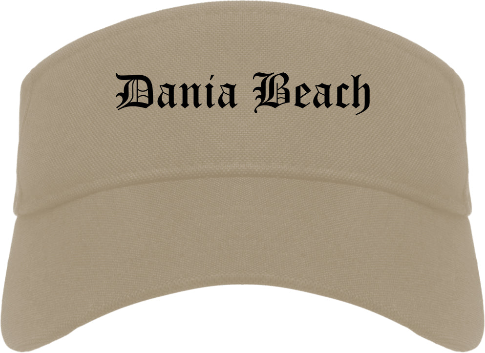 Dania Beach Florida FL Old English Mens Visor Cap Hat Khaki