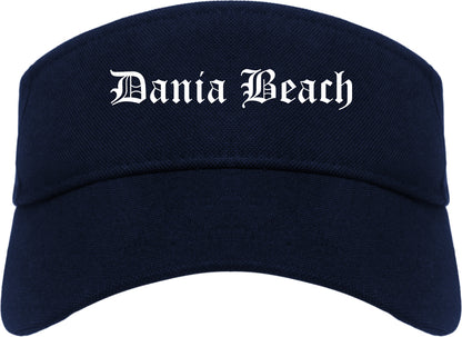 Dania Beach Florida FL Old English Mens Visor Cap Hat Navy Blue