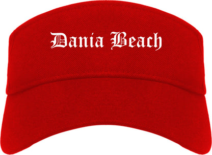 Dania Beach Florida FL Old English Mens Visor Cap Hat Red
