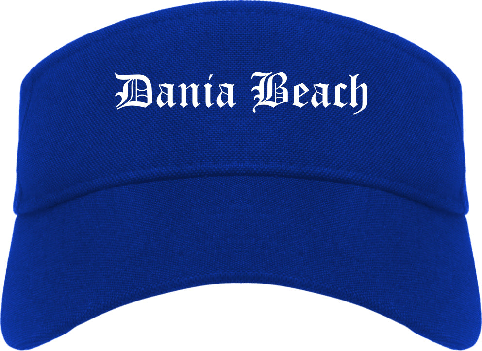 Dania Beach Florida FL Old English Mens Visor Cap Hat Royal Blue