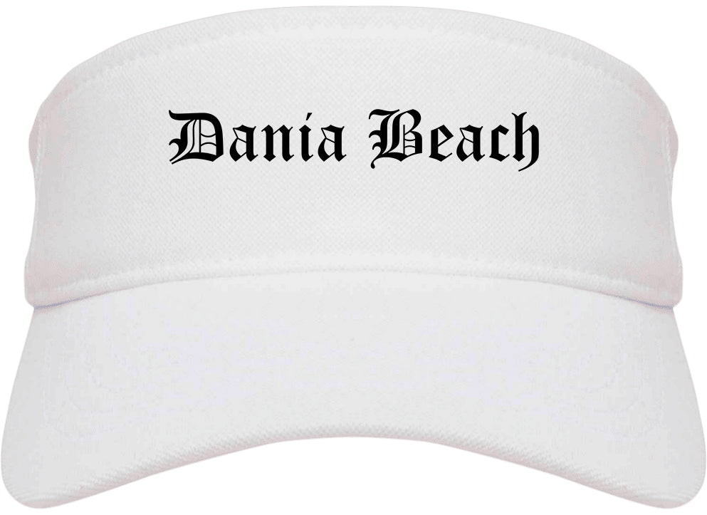 Dania Beach Florida FL Old English Mens Visor Cap Hat White