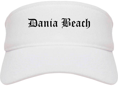 Dania Beach Florida FL Old English Mens Visor Cap Hat White