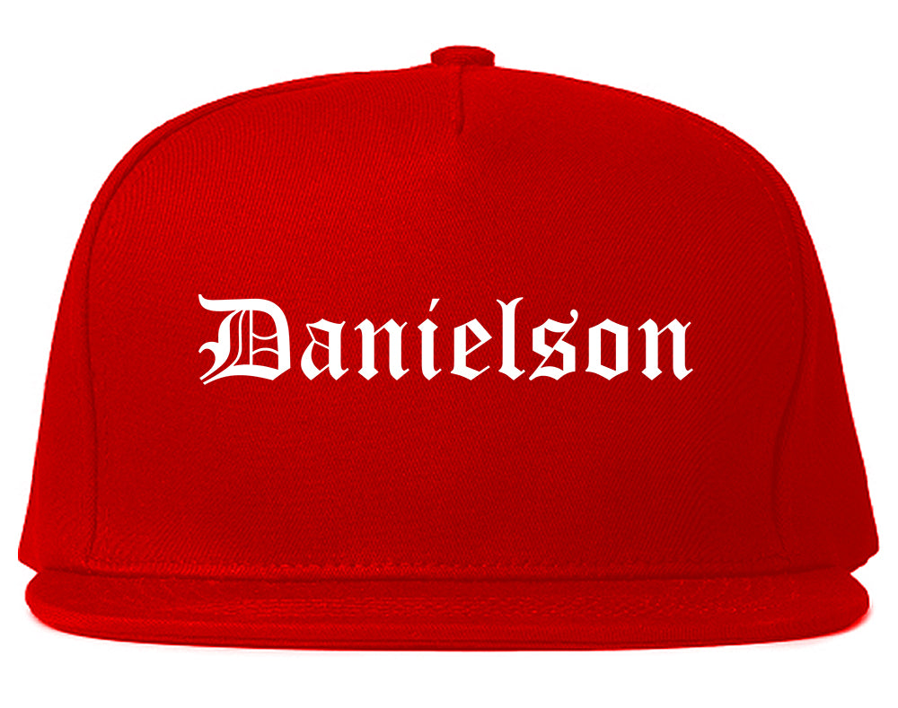 Danielson Connecticut CT Old English Mens Snapback Hat Red