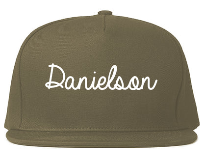 Danielson Connecticut CT Script Mens Snapback Hat Grey